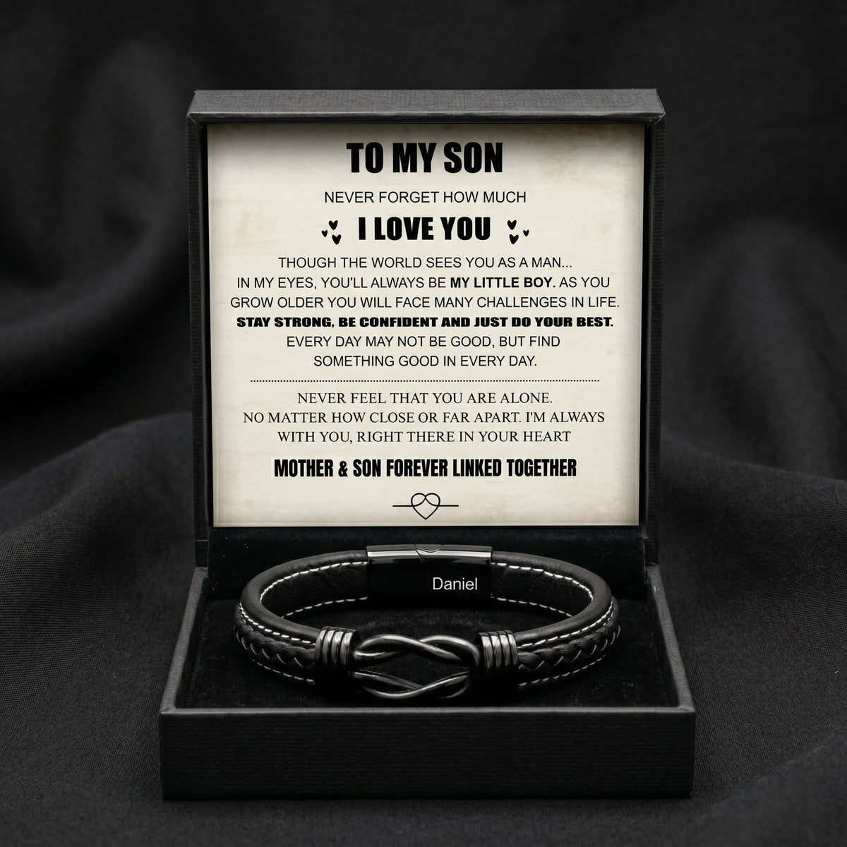 Infinity Knot Engraved Bracelet - For My Son