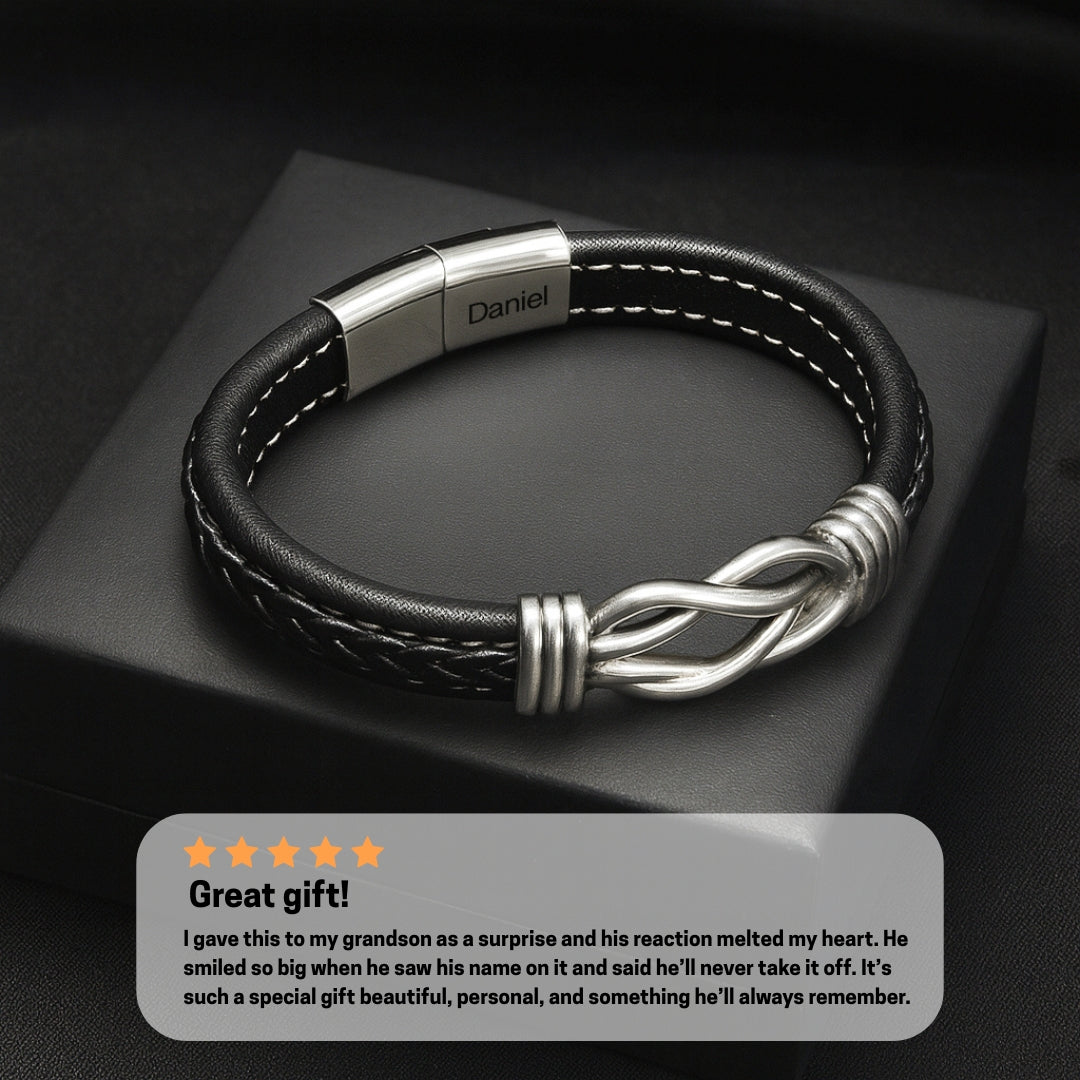 Infinity Knot Engraved Bracelet - For My Grandson