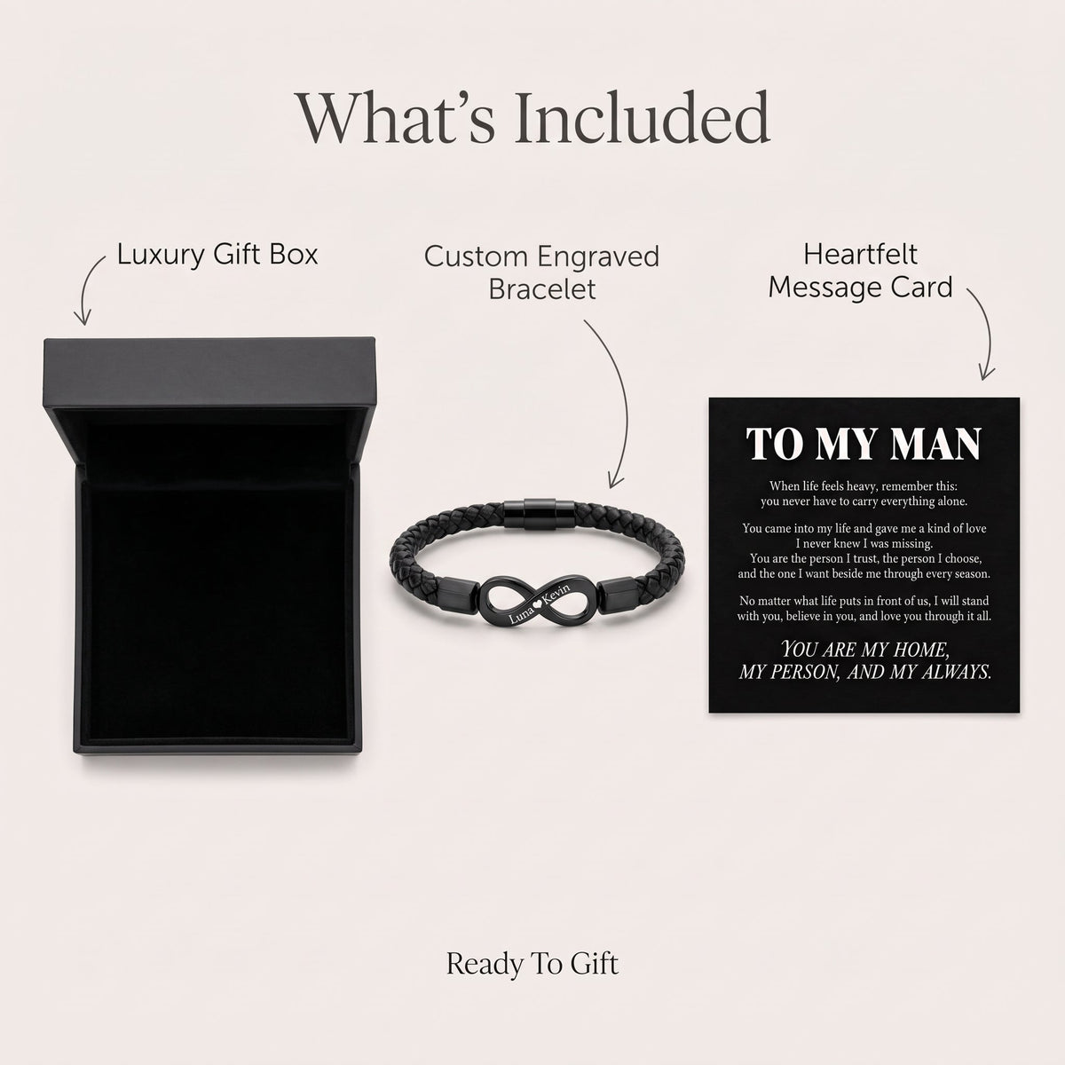 To My Man Personalised Infinity Bracelet - For My Husband